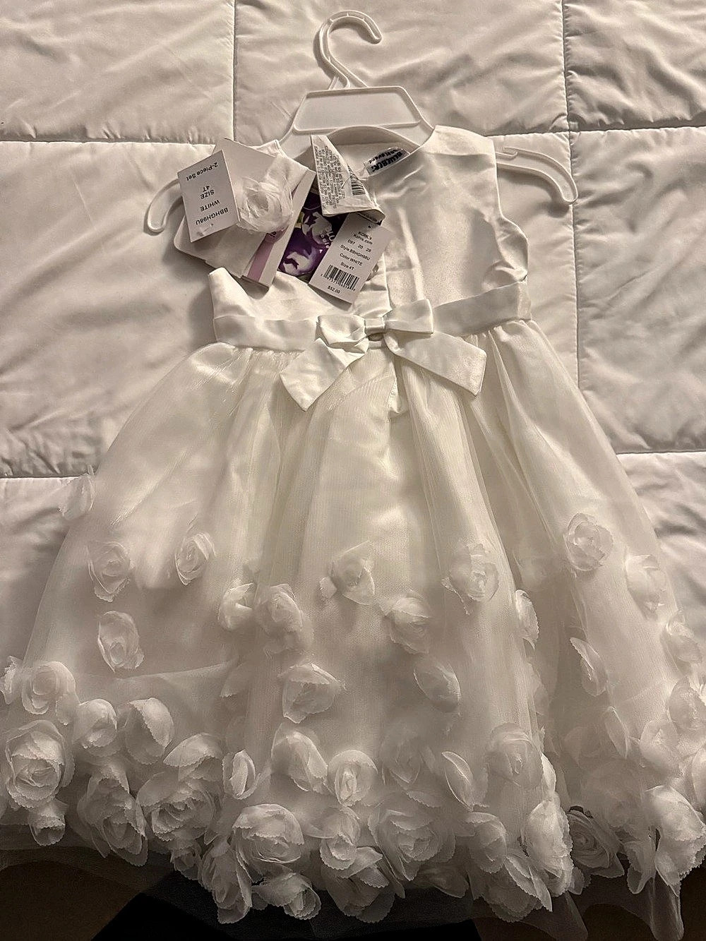 White Floral Tulle Flower Girl Dress